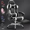 DUMOS Sedia da gioco ergonomica con poggiapiedi, PC traspirante, con cuscino lombare regolabile, cuscino e braccioli, portata 150 kg