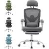 DUMOS Sedia da ufficio ergonomica, una sedia da scrivania con braccioli confortevoli, dotata di un comodo supporto lombare e poggiapiedi, adatto per la casa