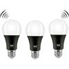 KOOYWAN Lampadina LED 9W con Sensore di Movimento e Crepuscolare - E27, luce bianca calda 2700K, Auto On/Off, per Esterni/Interni, 3 Pezzi