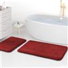 wyewye Tappeti da bagno in microfibra, tappetini da bagno super spessi da 2 cm, tappeti da bagno super assorbenti 50x80 cm e 40x60 cm, Rosso
