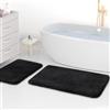 wyewye Tappetini da bagno in microfibra, tappeti da bagno super spessi 2 cm, tappeti da bagno super assorbenti 50 x 80 cm e 40 x 60 cm, nero