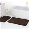 wyewye Tappeti da bagno in microfibra, tappetini da bagno super spessi da 2 cm, tappeti da bagno super assorbenti 50x80 cm e 40x60 cm, Caffè