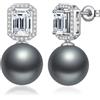 ZDaoBen Orecchini Perle in Argento Sterling 925 Perle Orecchini a Bottone Pendenti Regali di Gioielli con Perles per Donne Perles Grigio scuro 12 mm