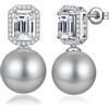 ZDaoBen Orecchini Perle in Argento Sterling 925 Perle Orecchini a Bottone Pendenti Regali di Gioielli con Perles per Donne Perles Grigio chiaro 12 mm