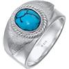 Kuzzoi Anello da uomo con sigillo in howlite (10 mm), pietra turchese, argento 925, 66, Gemma, Howlite