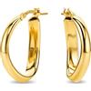 Miore Orecchini Donna Argento Sterling 925 Placcato Oro 18K, Orecchini a Cerchio Ovale Dorati e Lisci da 20mm, Gioielli da Donna Made in Italy, con Custodia Portagioie