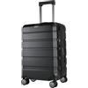 KROSER Hardside, bagaglio a mano espandibile con ruote girevoli e serratura TSA integrata, valigia resistente, bagaglio a mano, 50,8 cm, Nero, 14.1 x 8.8 x 21 inches