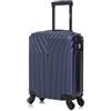 R.Leone Valigia da 1 Fino a Set 4 Trolley Rigido grande, medio, bagaglio a mano e bagaglio EasyJet 45X36X20cm 4 ruote in ABS 9002 (Blu, XS Bagaglio EasyJet)