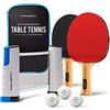 PRO-SPIN Set da Tavolo Portatile - Kit Premium con Rete Estensibile per Qualsiasi Tavolo, Racchette, Palline e Custodia per Ping Pong (Rosso, Set da 2 Giocatori)