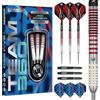 WINMAU Jack Johnson Team - Set di freccette professionali in tungsteno con punta in acciaio al 90%, 360-24 g, inclusi alberi Vecta (steli per freccette), alette extra spesse da 100 micron