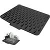 TAIVIN Tappetino per scolare i piatti 40x32 cm,Tappetino Scolapiatti con Uscita di Scarico,Silicone Dish Mat,Adatto per il lavello della cucina e lo scarico del piano di lavoro (Nero)
