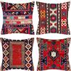DecorMommt Copricuscini Divano 40x40 Rosso Tappeto Federe Per Cuscino Colorato Orientale Fodere Per Cuscini Decorativi In Lino Stile Country Del Divano Autunno,Set Di 4