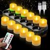 daphomeu 12 lumini a LED ricaricabili con telecomando e funzione timer, candele elettriche con stazione di ricarica USB-C per matrimoni, feste, decorazione senza fiamma, set per la casa