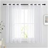 PONY DANCE Tende Bianche Trasparenti per Camera da Letto Tende per Interni Corte Voile Curtains Cucina con Anelli per Salotto Moderne 2 Pezzi 140x90 CM