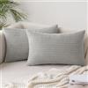 Slozzi Fodere Cuscini in Velluto a Coste Decorative Copricuscini Moderne Fodere Cuscini Morbido Comodo Resistente Federe Cuscino per Camera da Divano Letto 2 Pezzi Grigio Chiaro 30x50 CM
