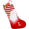 TOPWAYS Calze natalizie personalizzate con lettere, 50 cm, gnomi di Natale, bastoncini, albero di Natale, camino, ornamenti da appendere, decorazioni natalizie per albero di Natale e casa