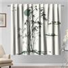 Kzzfqxb 107x160cm 2 Pannelli Tende Pittura Cinese, Sole Verde Bambù Rami Foglie Colline Alberi Fiume Barca Disegno Classico Drappeggiate per Finestra per Soggiorno Camera da Letto