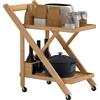 EasyComfort Carrello da Cucina Portavivande Pieghevole a 2 Livelli con Portabottiglie in Legno di Bambù