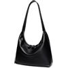 JYG Hobo Bags - Borsa a tracolla da donna, in ecopelle, stile casual, con doppia cerniera, nero