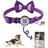 THAIN Collare per gatti personalizzato con campana e papillon breakaway QR Code nome smart ID tag a sgancio rapido, morbido e confortevole, per gatti e gattini (viola)