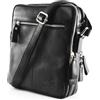 Fa.Volmer ® Laredo - Borsa a tracolla da uomo in vera pelle, piccola borsa a tracolla per tablet da 9 pollici, borsa business per ufficio, università e tempo libero, colore nero