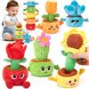 hahaland Giochi Montessori 1 Anno, 10 PCS Peluche Fiori & Piante Impilabile | Colori Abbinamento & Numeri Ordinamento, Giocattoli Educativi Interattivi, Regalo Bambina 1 Anno