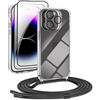 DiDaDi 5 in 1 Cover per iPhone 11 Pro con Cordino, Custodia con Laccio Collana Tracolla Collo TPU Antiurto AntiGraffio Custodia con Regolabile Collana Case- Nero