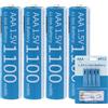 Tosiicop Batterie AAA al Litio Ricaricabili - 1,5V 1100mAh USB con Cavo di Ricarica USB-C 4-in-1 Batteria Ricaricabile 1 Ora di Ricarica Rapida 1500 Cicli 4 Pezzi (4 Pezzi AAA 1100mAh)