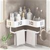VirtuGro Mensola Doccia Angolare Senza Foratura Porta Bagnoschiuma Shampoo da Doccia con 2 Ganci Adesiva Mensole Bagno Angolare Porta Sapone Mensola Bagno Accessori (Bianco)