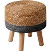 YMYNY Poggiapiedi in legno, Pouf Rotondo di Alghe Naturali con Sedile Intrecciato a Mano, Sgabello Morbido poggiapiedi imbottito, per soggiorno, Camera da Letto, 32×32×32CM Nero HBD027B