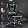 DUMOS Sedia da gioco ergonomica con poggiapiedi, PC traspirante, con cuscino lombare regolabile, cuscino e braccioli, portata 150 kg