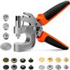 Sopnom Kit di strumenti per bottoni a pressione in pelle, pinze a pressione con 40 set di bottoni automatici in metallo da 15 mm, bottoni a pressione in 4 colori per riparare vestiti, giacche,