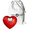 Cereria Di Giorgio - Candela Graffiata a forma di Cuore Rosso con Fiocco Bianco - Lunghezza 10 cm Altezza 5 cm - Con Sacchetto regalo - Candela Artigianale