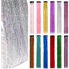 Dalababa 12 Pezzi Extension Capelli Colorati per Bambini, Extension Clip in Glitter Hair Tinsel, Sintetiche Colorate Ciocche Capelli per Ragazze Donne Festival Feste