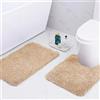 wyewye Tappetini da bagno in microfibra, super spessi 2 cm, tappetini da bagno super assorbenti 50 x 80 cm e 50 x 50 cm, forma a U, colore: cammello