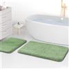 wyewye Tappetini da bagno in microfibra, super spessi 2 cm, tappeti da bagno super assorbenti 50 x 80 cm e 40 x 60 cm, verde chiaro