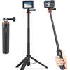 VIDIFY VRig TP-08 - Bastone per selfie estensibile da 51,1 cm e mini treppiede, asta di estensione portatile per GoPro Hero 13, 12, Akaso Wolfang Action Camera Vlog, impugnatura da 17 cm a 51 cm