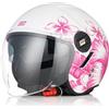 ORIGINE Casco Jet Moto Casco Aperto Scooter con Doppia Visiera Omologato ECE2206 (SUMMERTIME FUXIA WHITE, L)