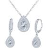 INFINIONLY Collana ciondolo di diamanti e orecchini a cerchio di diamanti: donna parure di gioielli in argento 925-2 caratis moissanites a goccia colore D chiarezza VVS1 certificato GRA