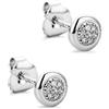 Orovi Orecchini Donna Oro Bianco 9KT Orecchini a Lobo rotondi e Diamanti naturali 0,05 ct, gioiello anallergico confezionato in un elegante astuccio portagioie