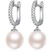ZDaoBen Orecchini Perle in Argento Sterling 925 Perle Orecchini a Cerchio Pendenti Huggie forma a U Perles Zirconi Diamanti Gioielli Regali 10 mm