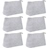 Keboyoe 6 Pezzi Borsa per Cosmetica in Feltro 24×15×9cm Borsa Toilette da Viaggio | Donna Uomo Astuccio Feltro Portatile con Cerniera per Trucco,Gioielli,Ufficio e Scuola (Grigio)