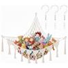Aohyue Porta Peluche in Macramé, Amaca Giocattolo per Animali Farciti, Rete di Immagazzinaggio per Cameretta, Amaca per Pupazzi, Archiviazione Teddy Bear, Boho Decor, Bianco