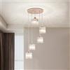 Cainjiazh Lampadario a Cascata in Cristallo per Scale, 5 Luci Oro, Lampada a Sospensione Lunga per Soffitti Alti/Foyer/Ingresso, altezza regolabile, stile pioggia di cristallo