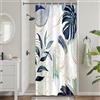 Uiiooazy Tenda Doccia Antimuffa, Tenda da Doccia Piccola 90x180cm Blu Navy Tropicale Foglie di Palma Giungla Stretta Tende da Bagno Tessuto Lavabile Impermeabile Tende per Vasca da Bagno con 6 Anelli