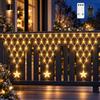 CORST Rete luminosa per esterni, 4 m, 196 LED, a forma di stella, con telecomando, timer, catena luminosa per balcone, giardino, con spina, impermeabile, per grondaie e tende, arbusti (bianco caldo)