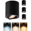 HOMEOW Faretti LED Soffitto Bagno da Interno Dimmerabile 5.5W 230V Neri, Faretto Spot IP44 per Cucina Luce, Spotlight Esterno Orientabili, Bianco caldo/Bianco neutro/Bianco freddo 4 Pezzi