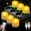 daphomeu 6 lumini a LED ricaricabili con telecomando, tealight elettrici con timer e stazione di ricarica USB-C candele senza fiamma per decorazione da tavolo, feste, casa