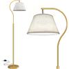 BBHome Lampada da terra per Soggiorno, Lampada ad Arco con Paralume, Piantana Lampada con Lampadina LED da 9 W, Lampada da terra Moderna E27 da 170 cm per Salotto, Camera da letto (Oro)