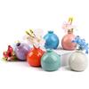 Artmitz Set di 6 vasi in ceramica e fiori artificiali, set di vasi colorati per la decorazione della tavola, per feste di nozze, decorazione della tavola della casa (bocca della bottiglia da 1,5 cm)